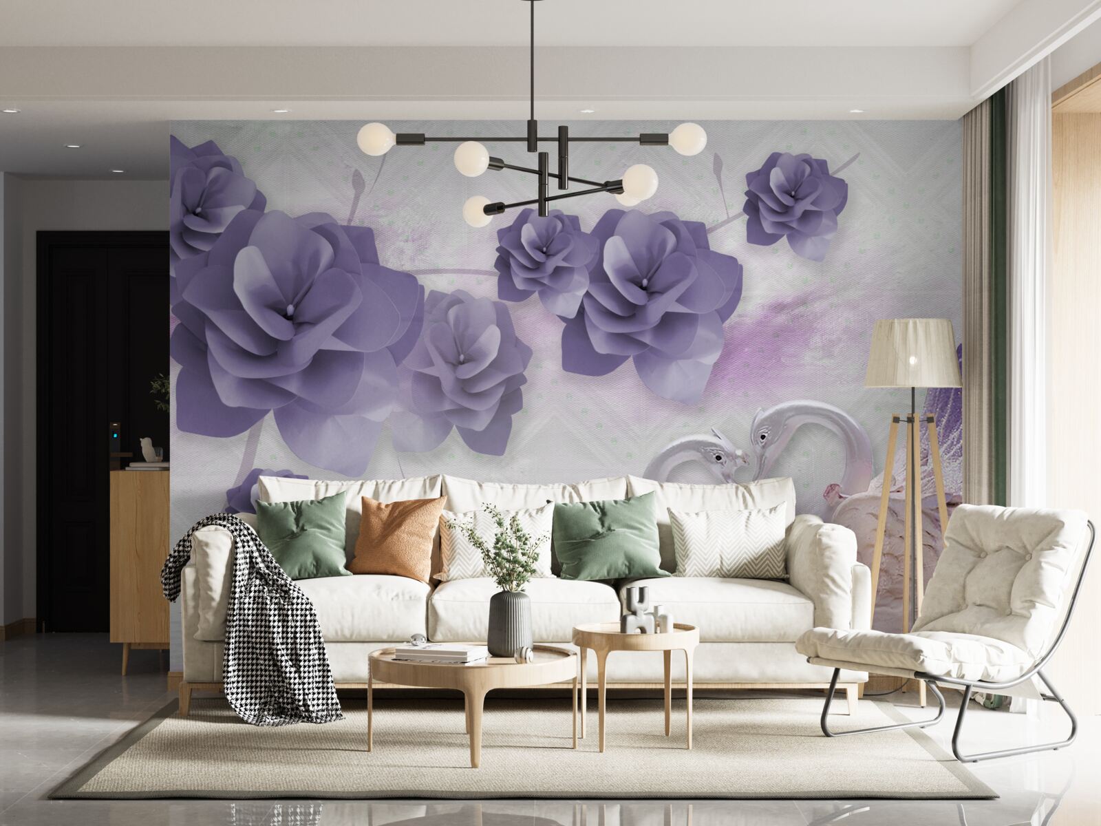 Fototapeta jemné púčiky a ľahké labute na vodnej hladine