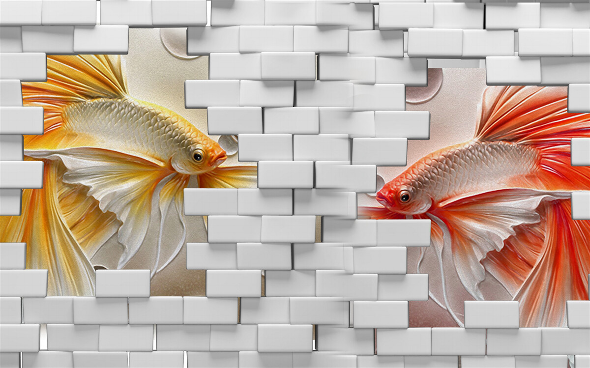 Fototapeta červené a oranžové postavy zničia tehlu