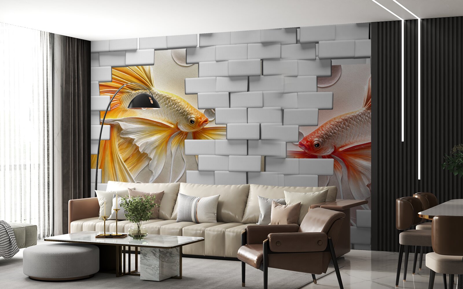 Fototapeta červené a oranžové postavy zničia tehlu