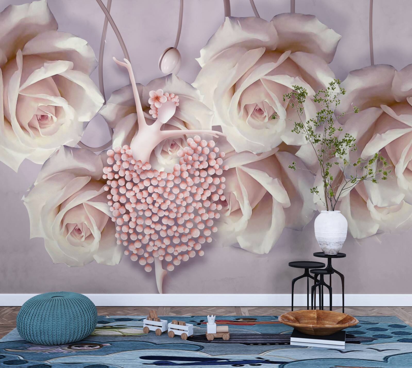 Fototapeta zdobené krémovou ružou