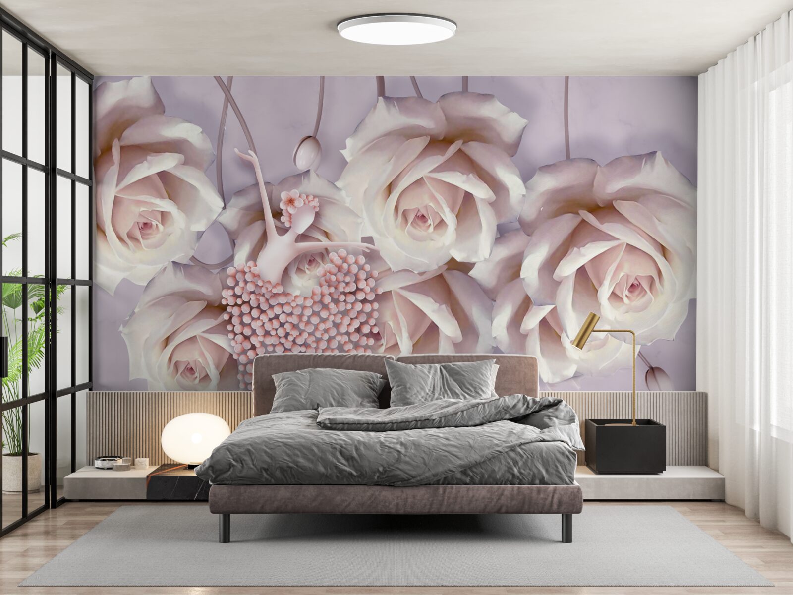 Fototapeta zdobené krémovou ružou