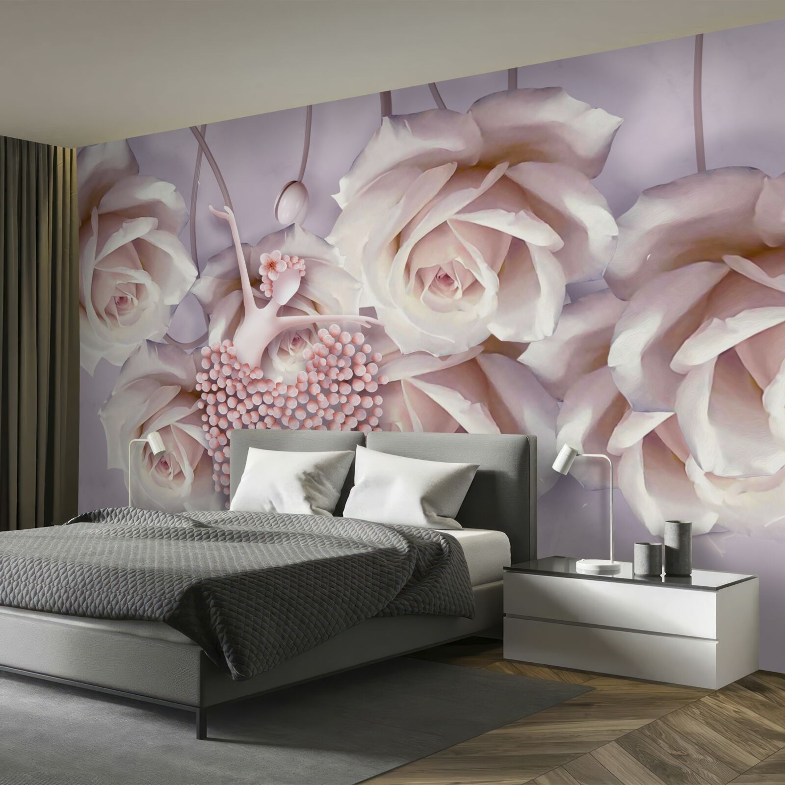 Fototapeta zdobené krémovou ružou