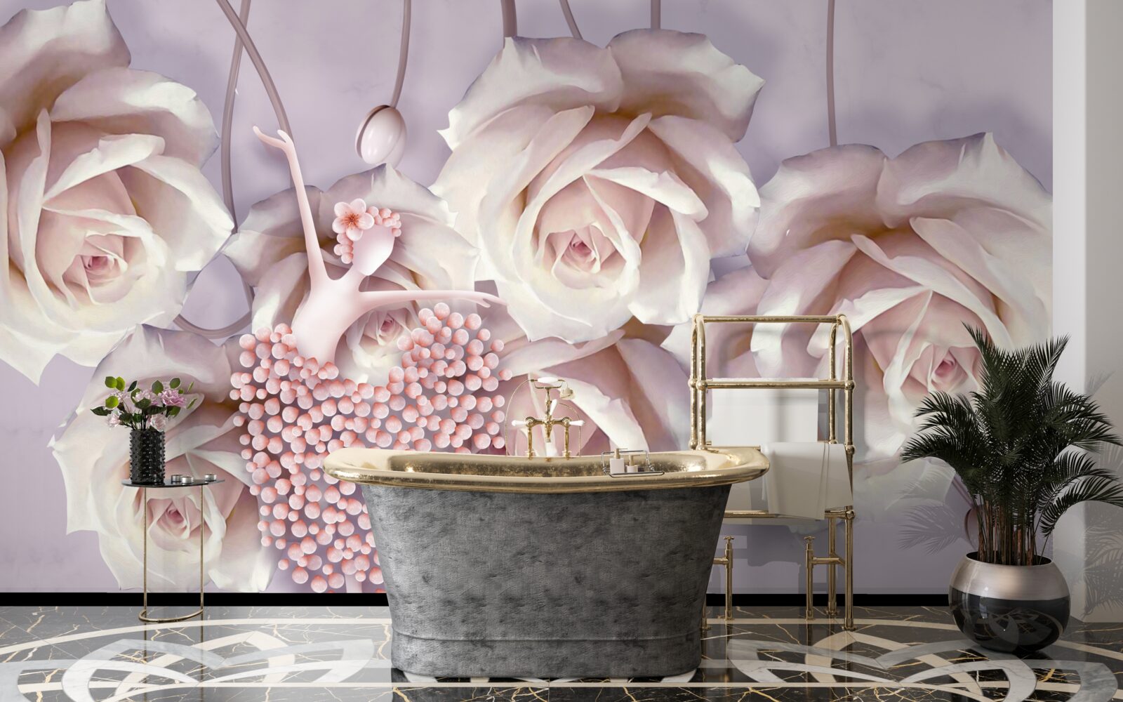 Fototapeta zdobené krémovou ružou