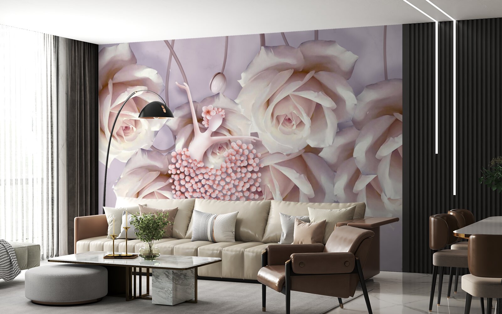 Fototapeta zdobené krémovou ružou