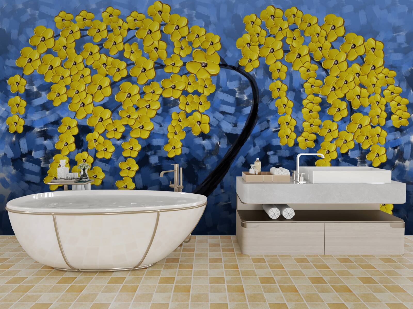 Fototapeta strom pod jesennou búrkou