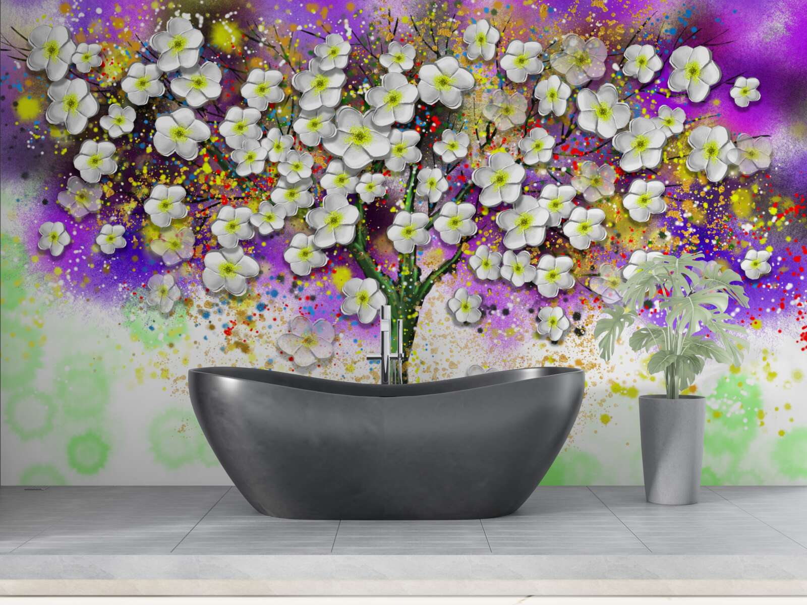 Fototapeta strom kvitnúci snehovo bielymi kvetmi