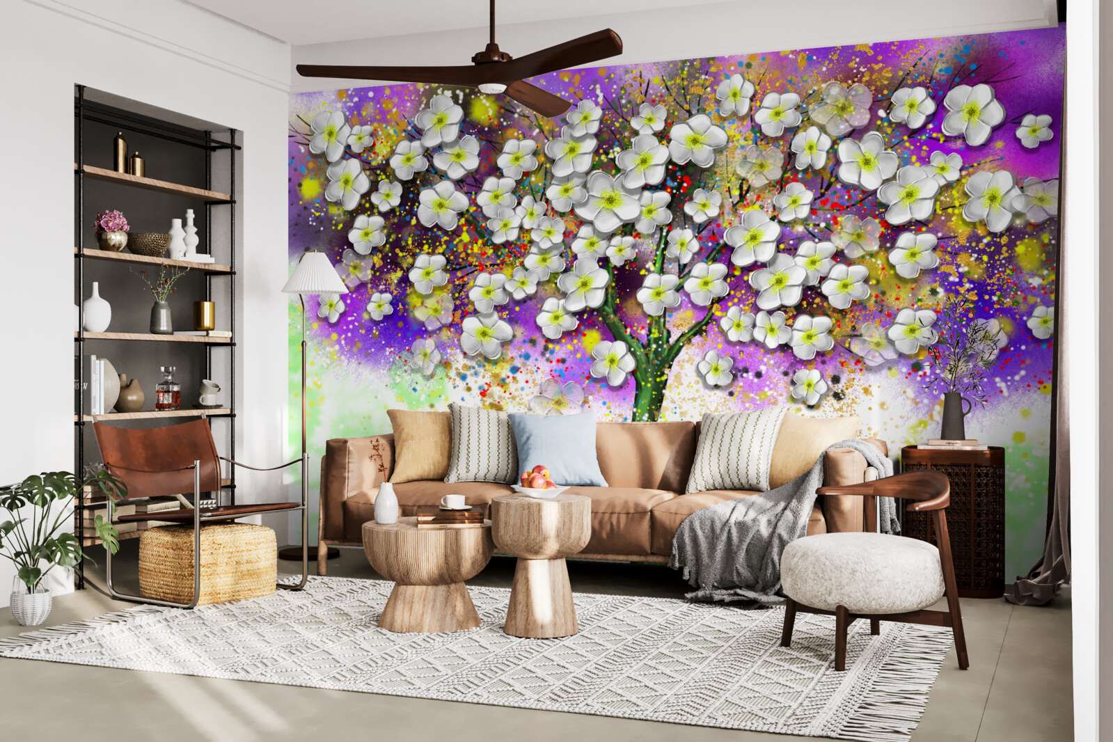 Fototapeta strom kvitnúci snehovo bielymi kvetmi