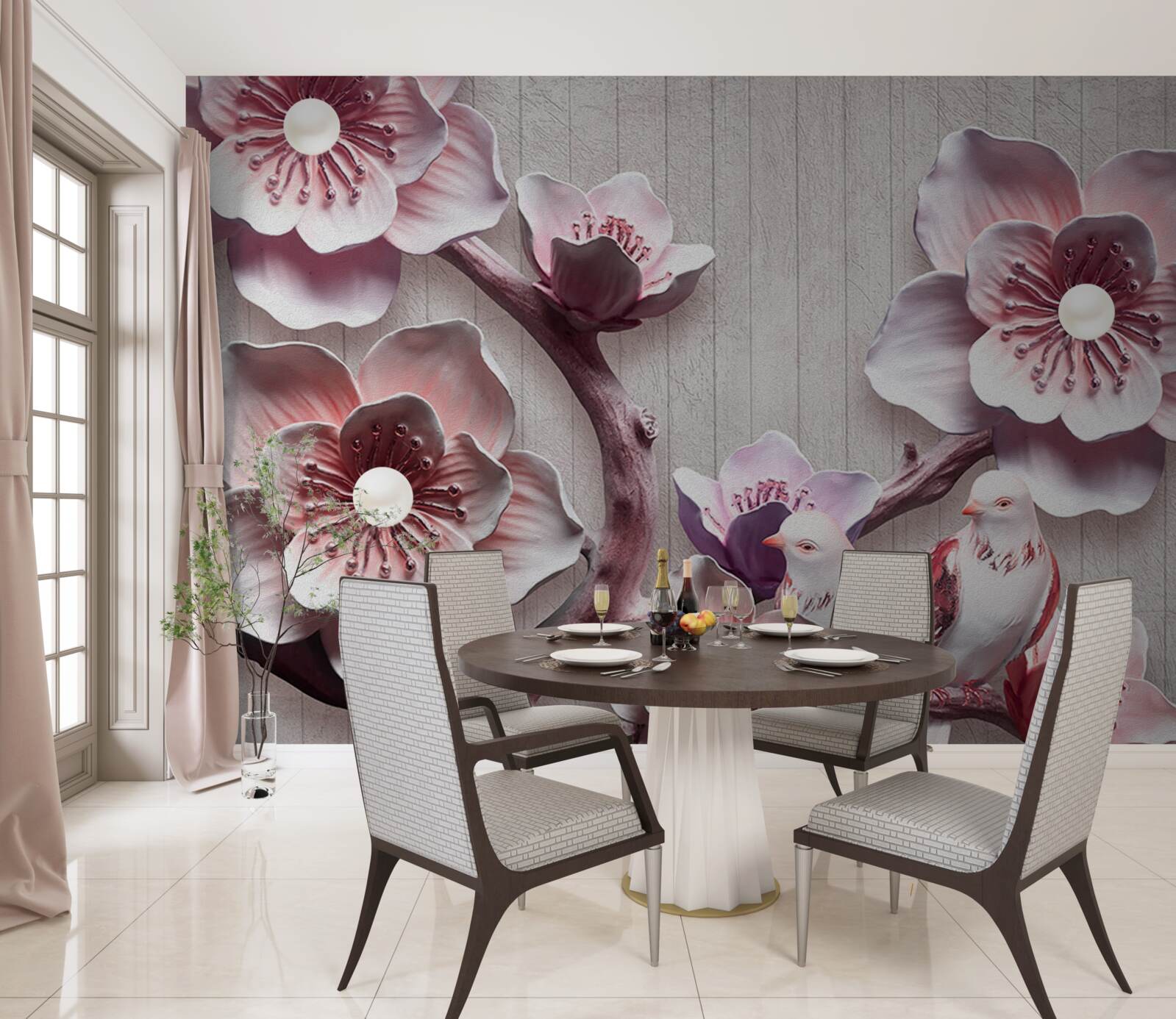 Fototapeta mäkké ružové čerešňové púčiky