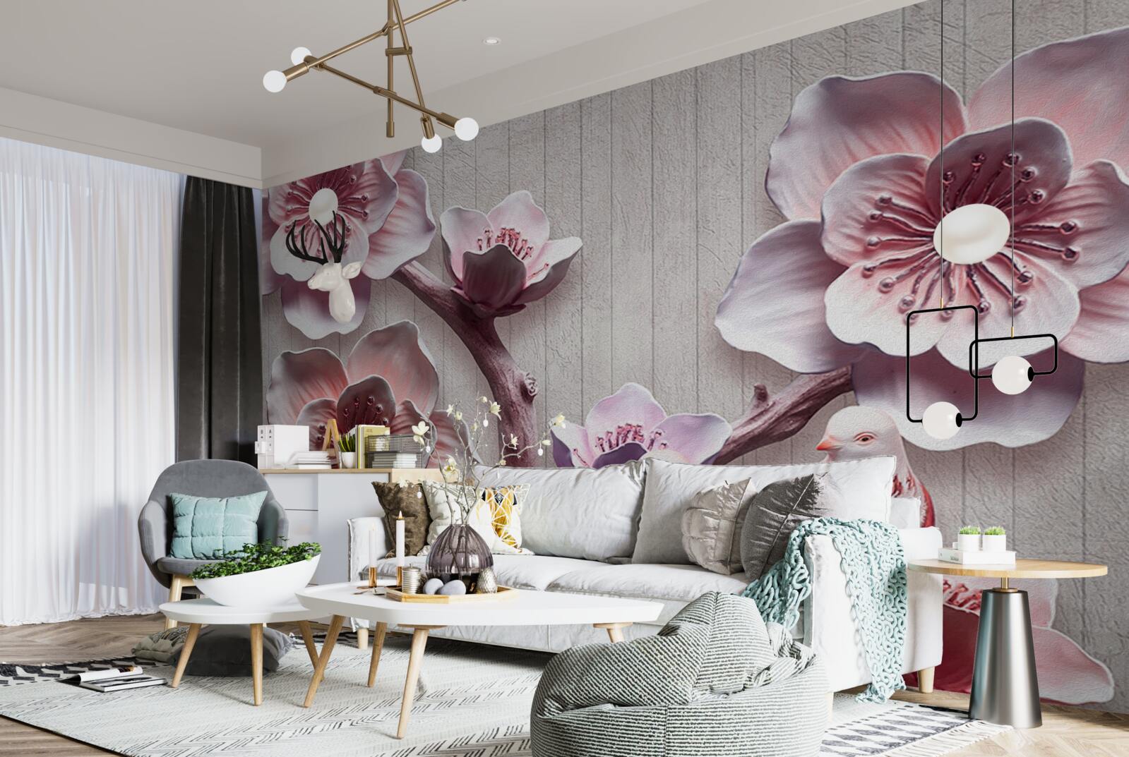 Fototapeta mäkké ružové čerešňové púčiky