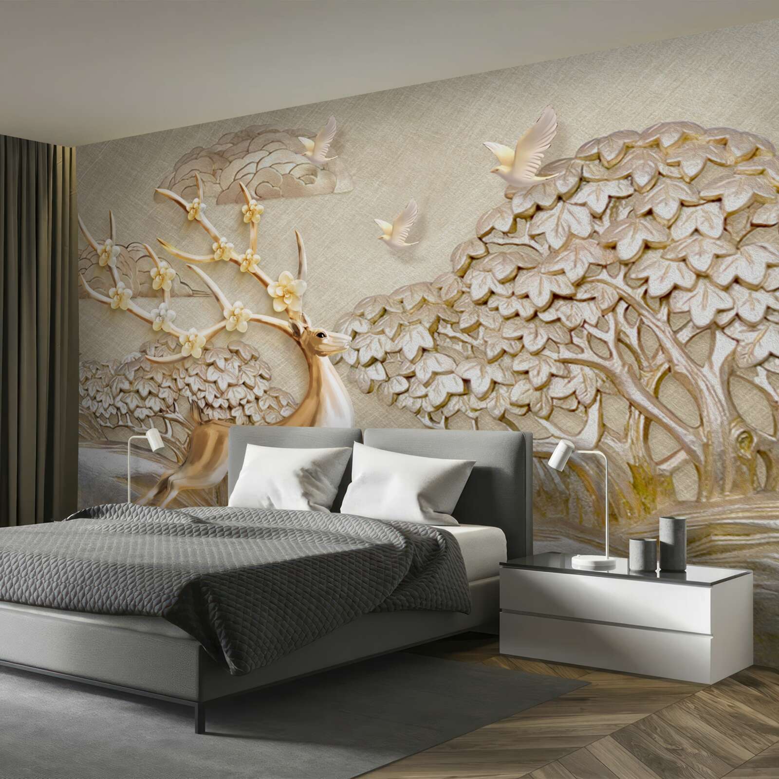 Fototapeta zlatý jeleň luxusne pobehujúci na lúke