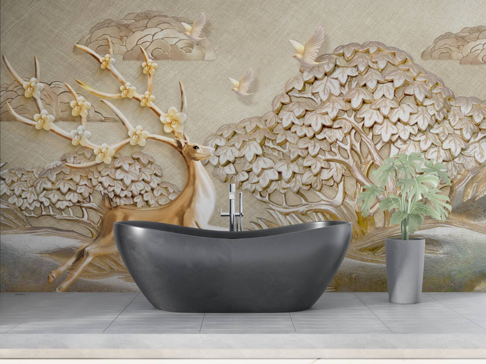 Fototapeta zlatý jeleň luxusne pobehujúci na lúke