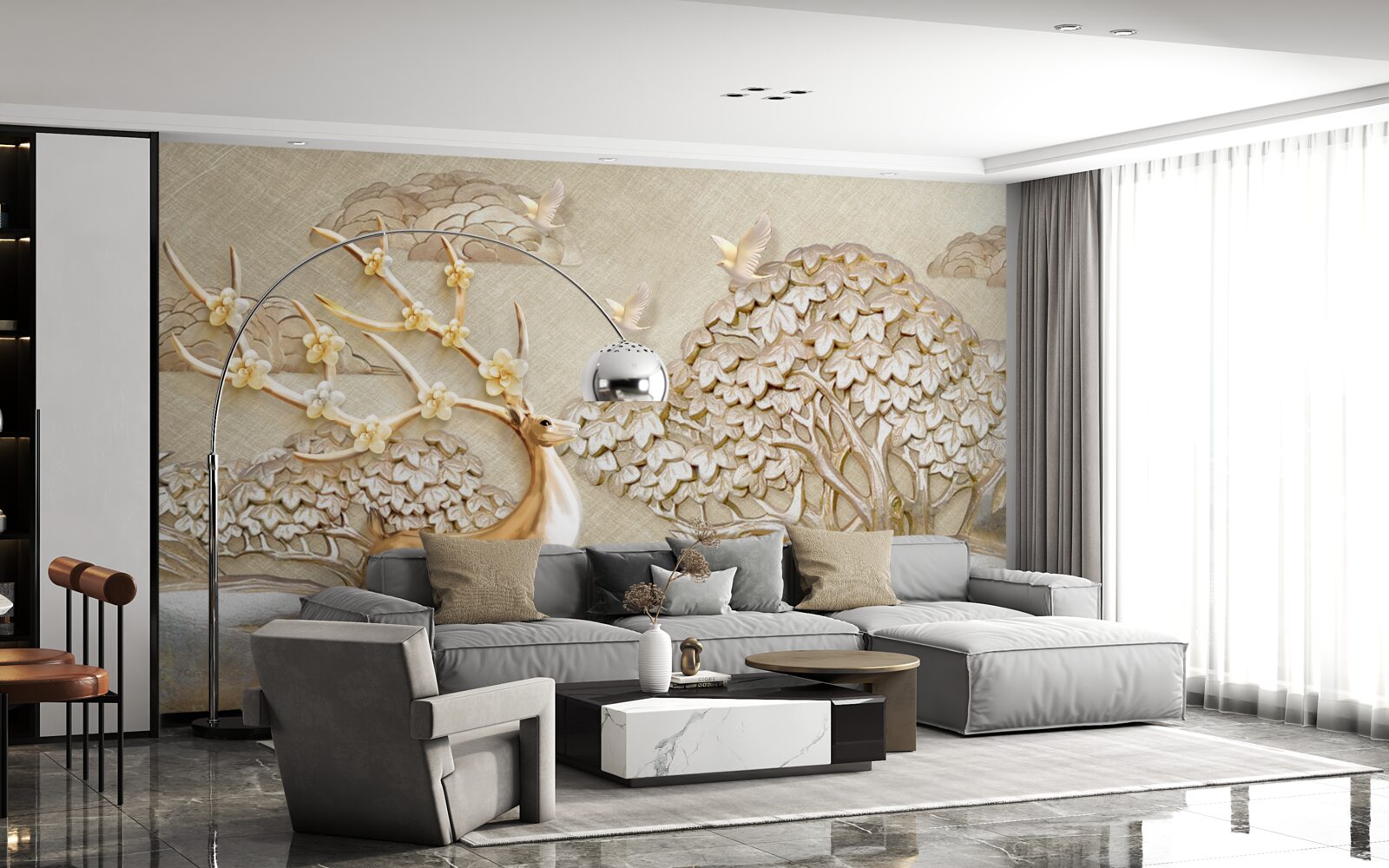 Fototapeta zlatý jeleň luxusne pobehujúci na lúke