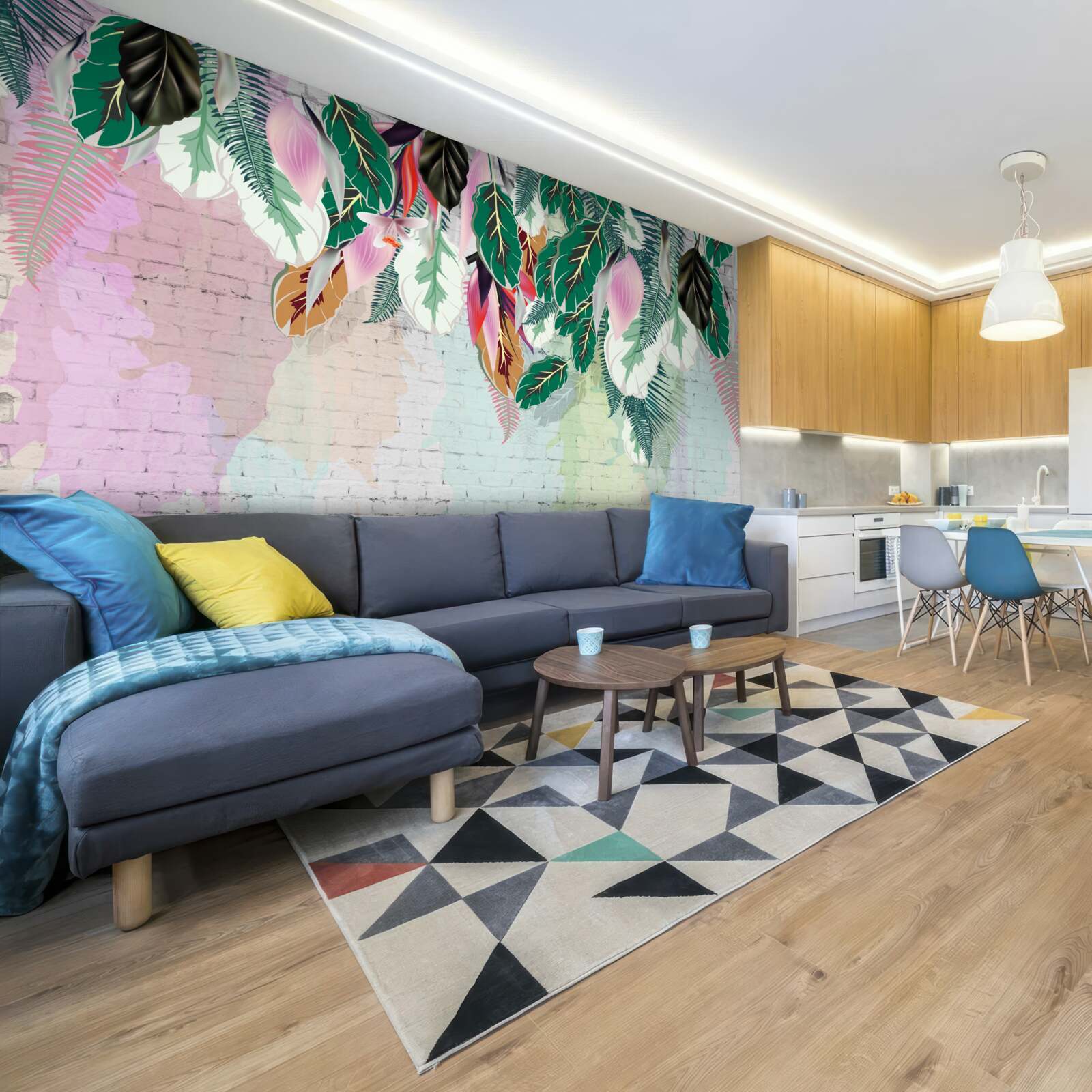 Fototapeta tropické listy na ružovom pozadí