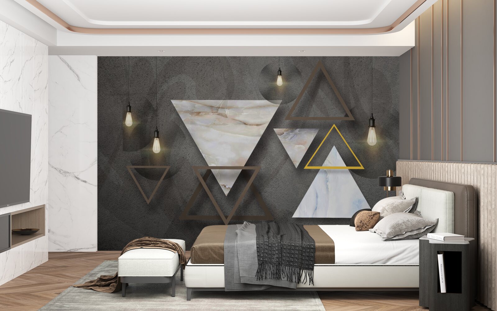 Fototapeta trojuholníky medzi žiarovkami