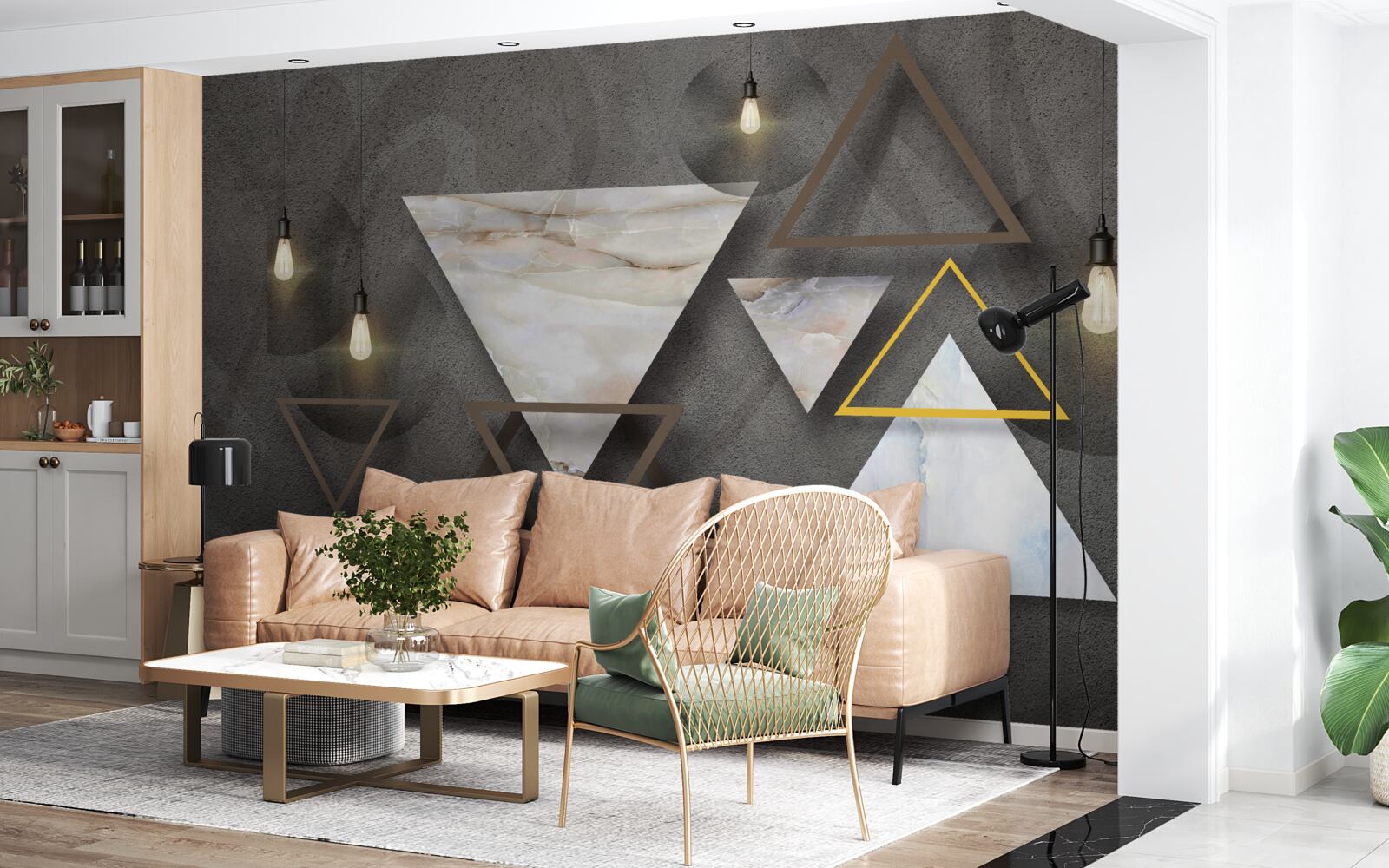 Fototapeta trojuholníky medzi žiarovkami