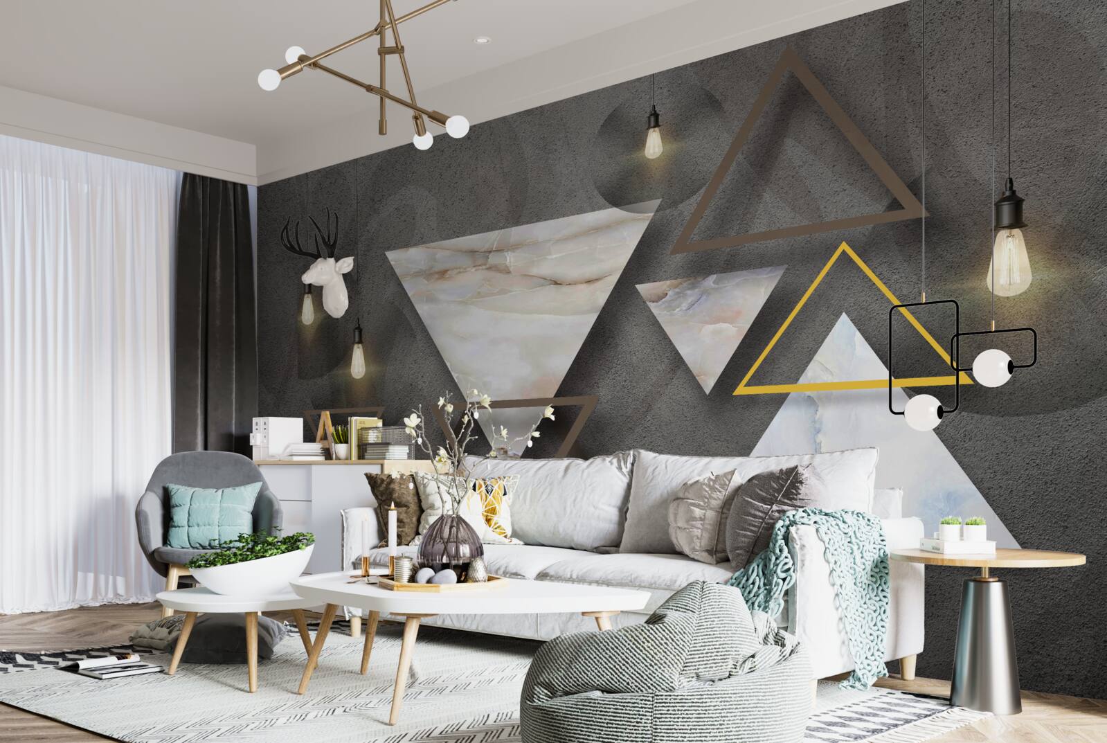 Fototapeta trojuholníky medzi žiarovkami