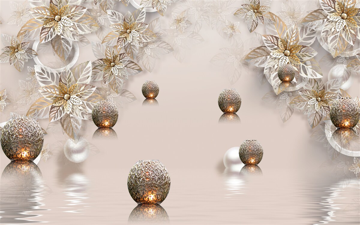 Fototapeta zlaté rastliny a gule s osvetlením