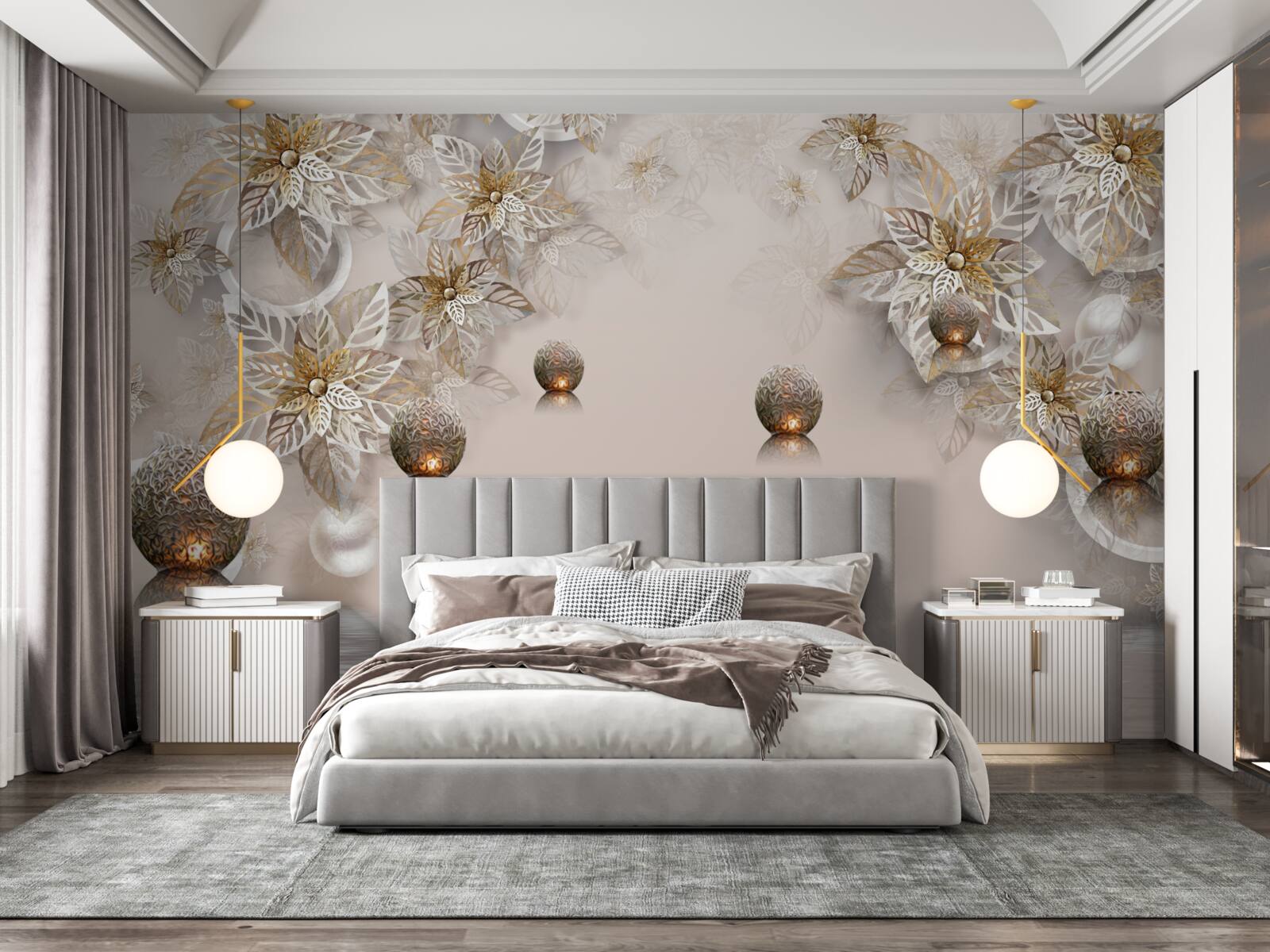 Fototapeta zlaté rastliny a gule s osvetlením