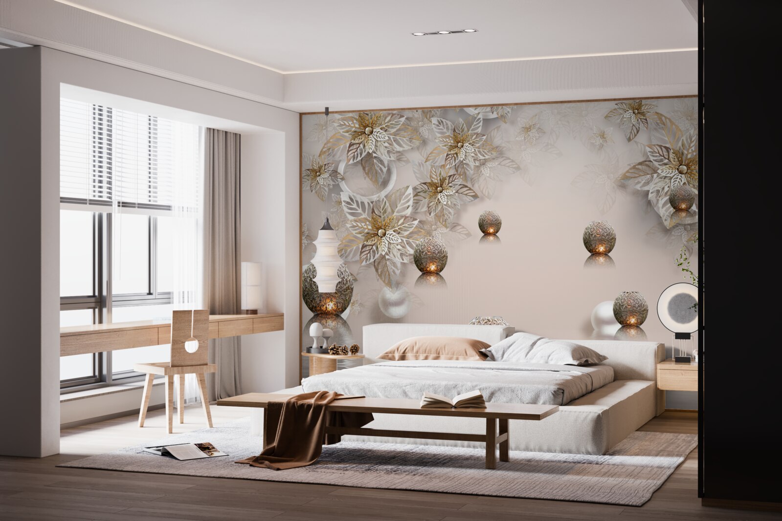 Fototapeta zlaté rastliny a gule s osvetlením