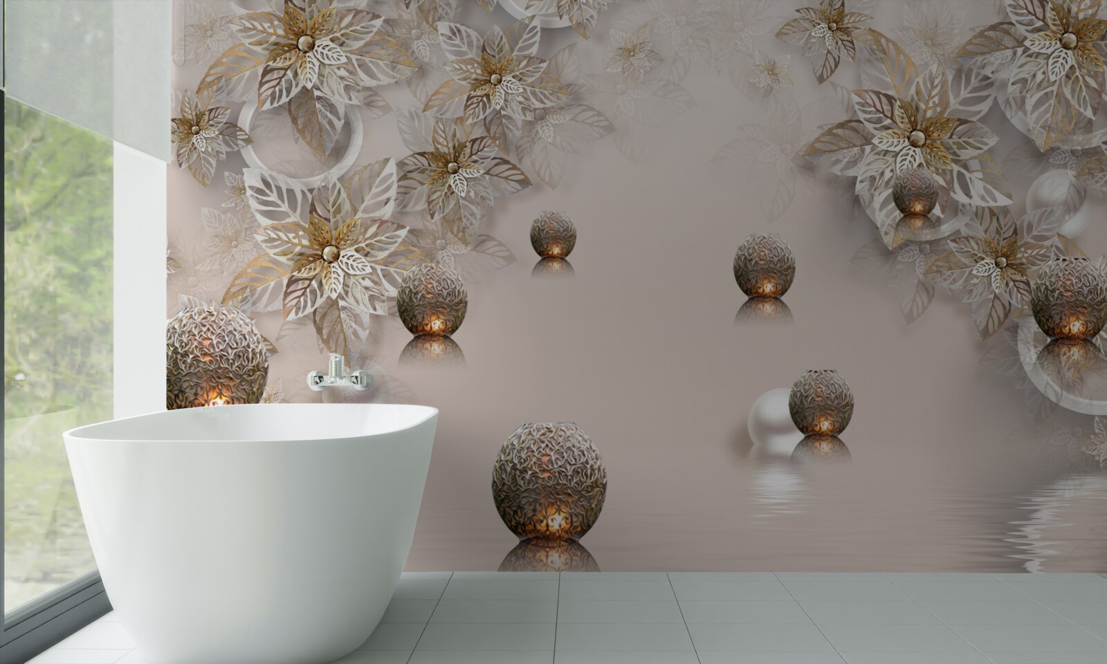 Fototapeta zlaté rastliny a gule s osvetlením