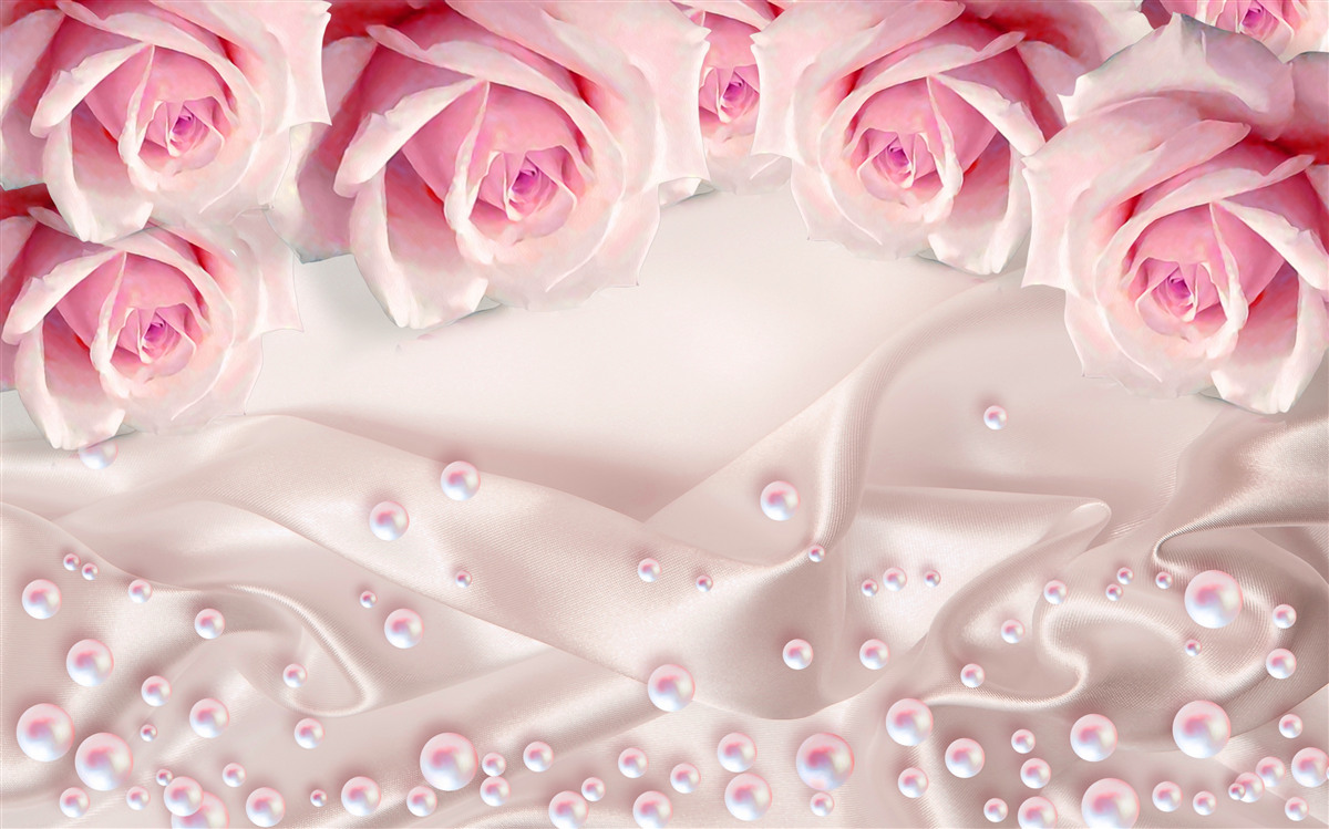 Fototapeta komplexná sada korálok a hodvábnych ružových ruží