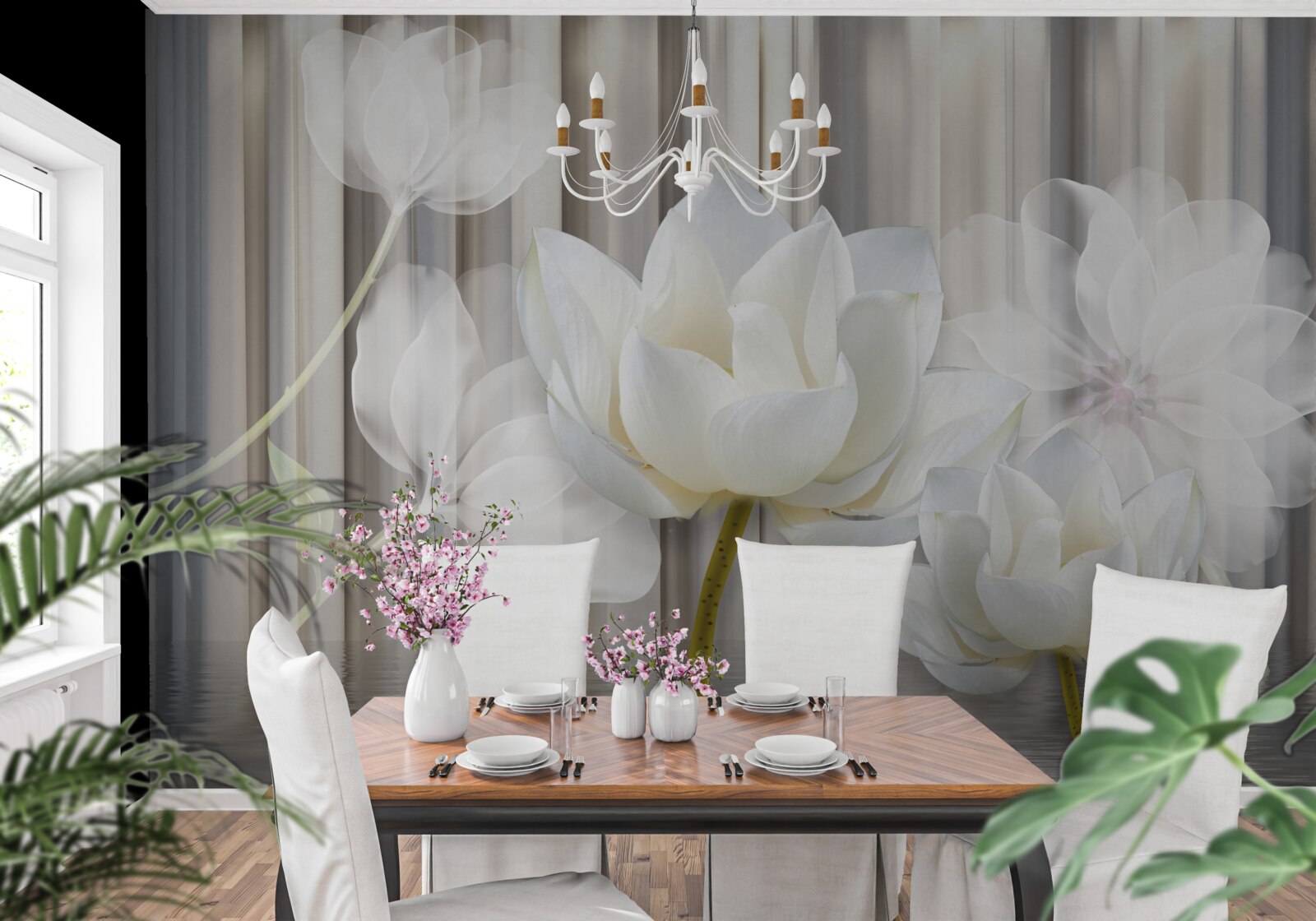 Fototapeta biele tulipány, svetlo ako vzduch