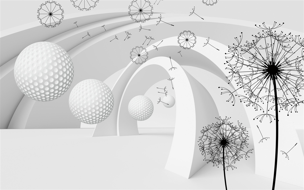 Fototapeta Oblúky sú snehovo biele, zdobené kvetmi púpavy