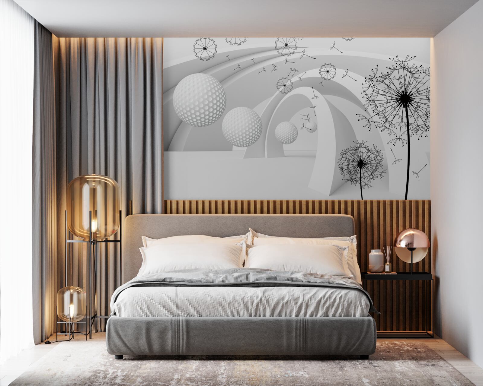 Fototapeta Oblúky sú snehovo biele, zdobené kvetmi púpavy