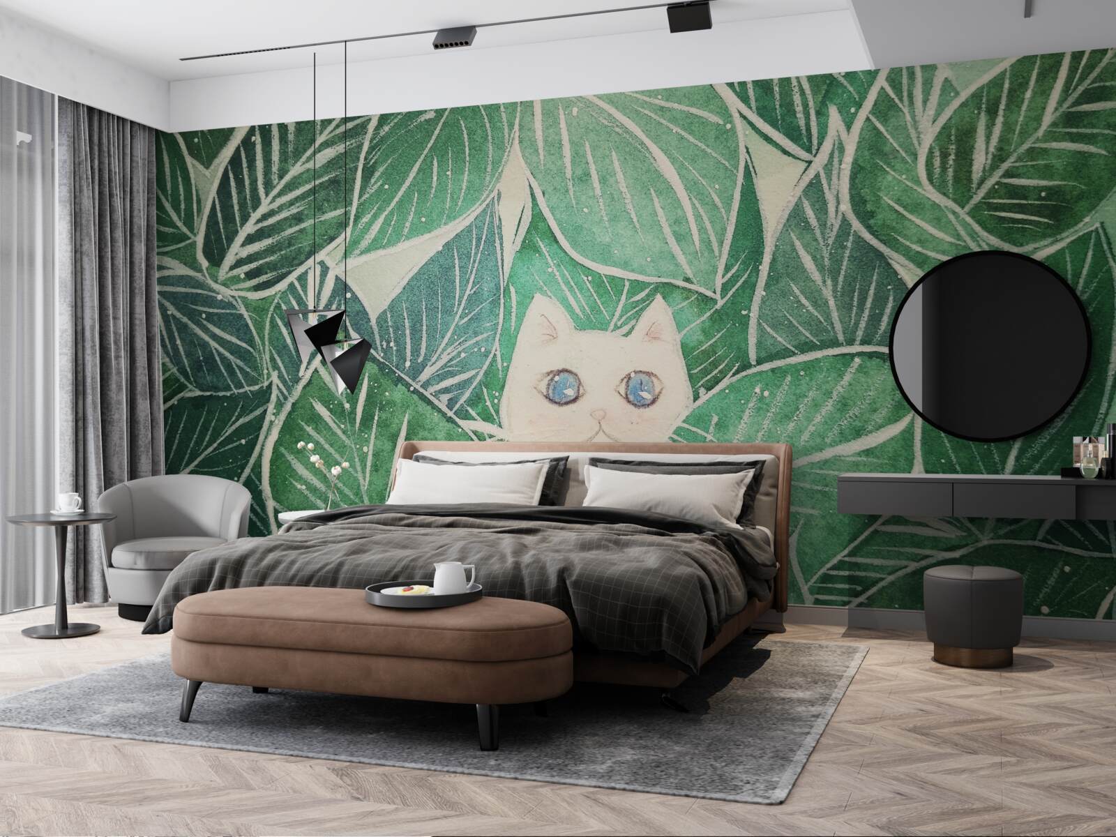 Fototapeta malá mačka sa stratila medzi zelenými listami