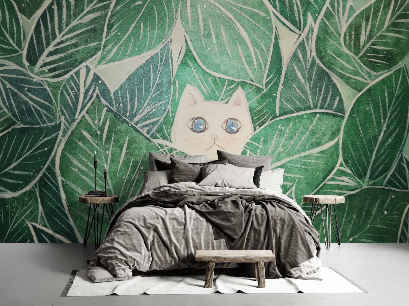 Fototapeta malá mačka sa stratila medzi zelenými listami