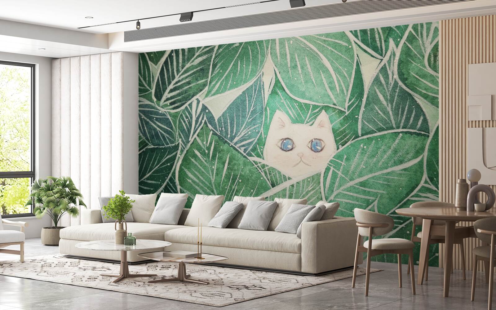 Fototapeta malá mačka sa stratila medzi zelenými listami