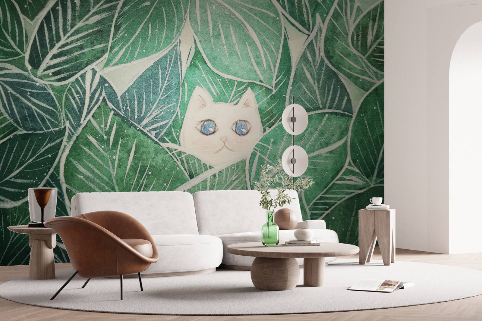 Fototapeta malá mačka sa stratila medzi zelenými listami