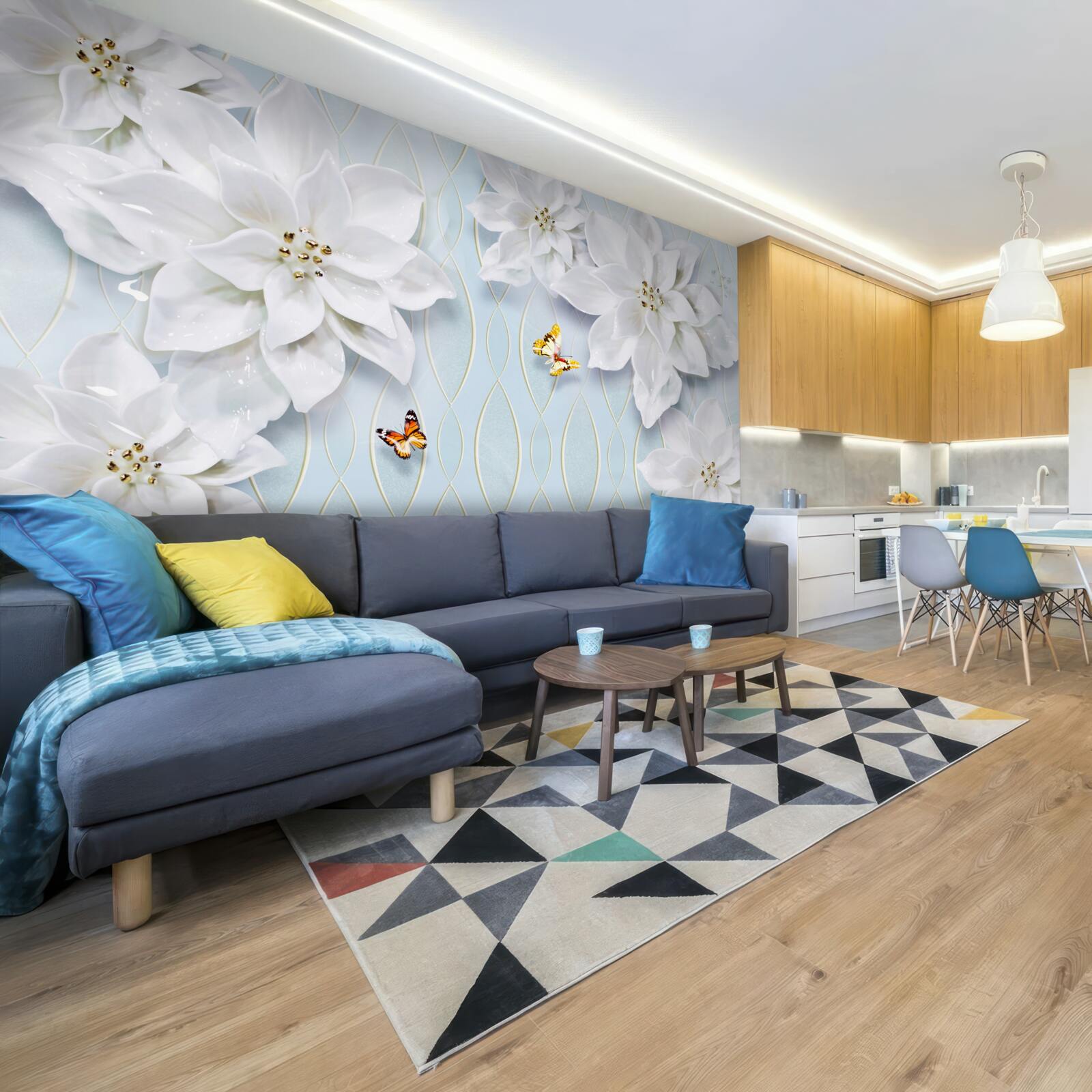 Fototapeta Snehobiele púčiky a motýle