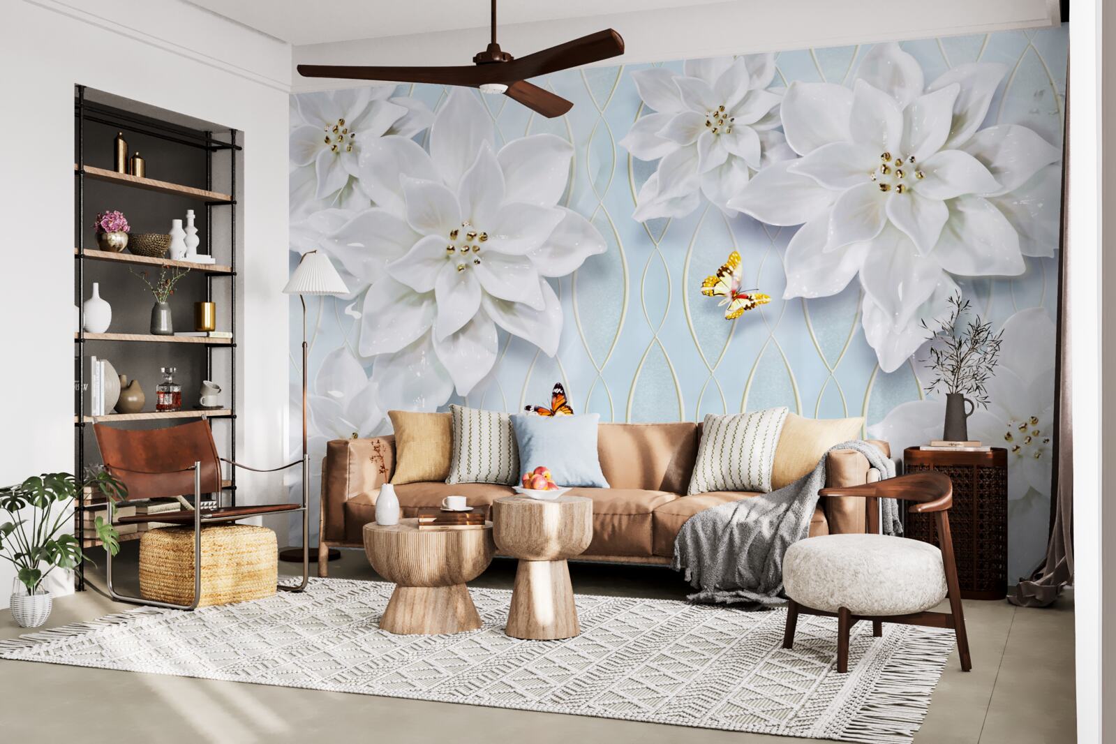 Fototapeta Snehobiele púčiky a motýle