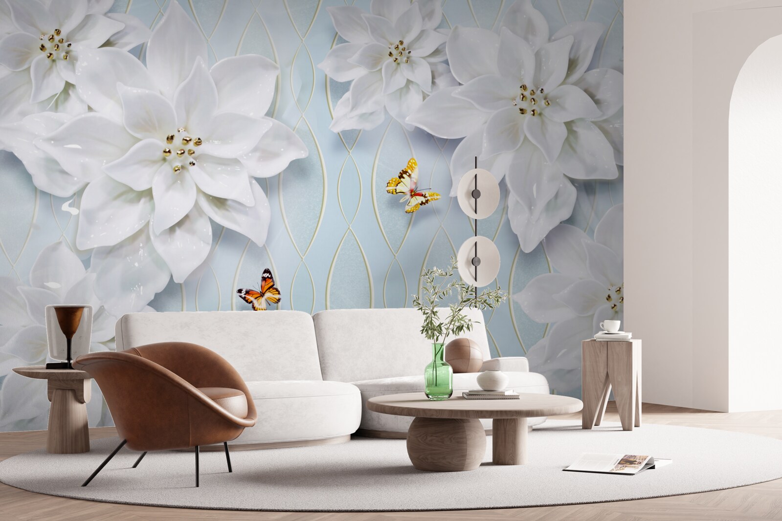 Fototapeta Snehobiele púčiky a motýle