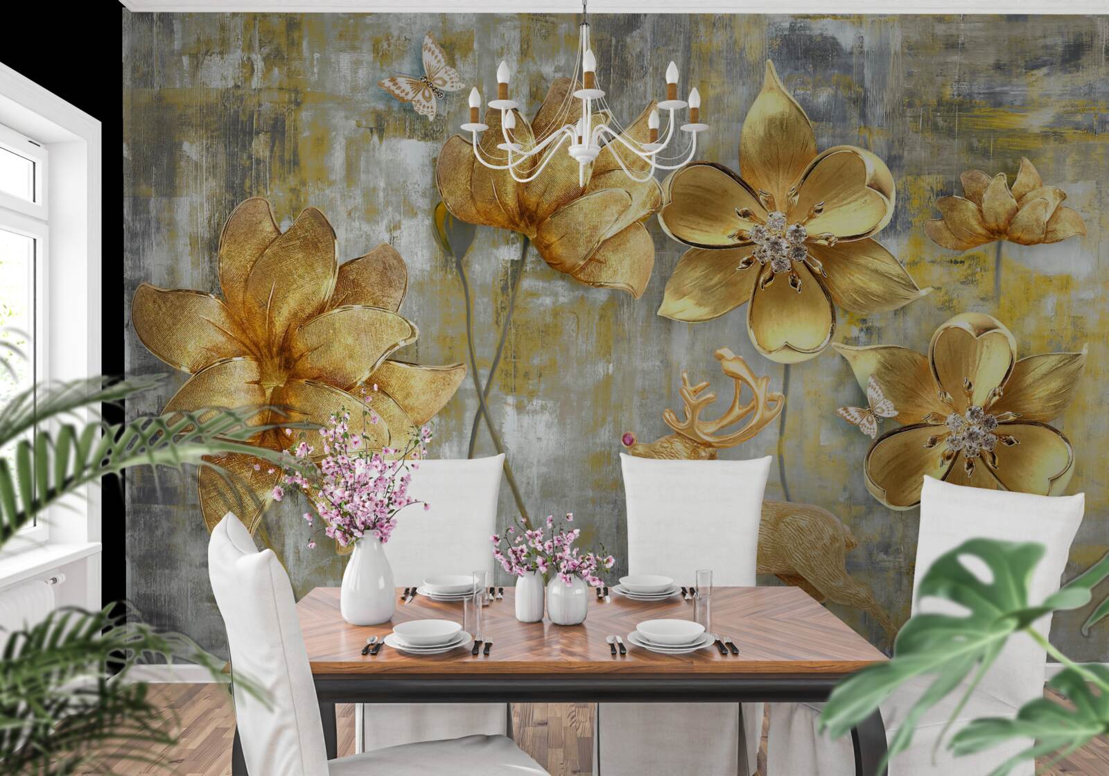 Fototapeta zlaté púčiky sa otvárajú vo forme dažďa