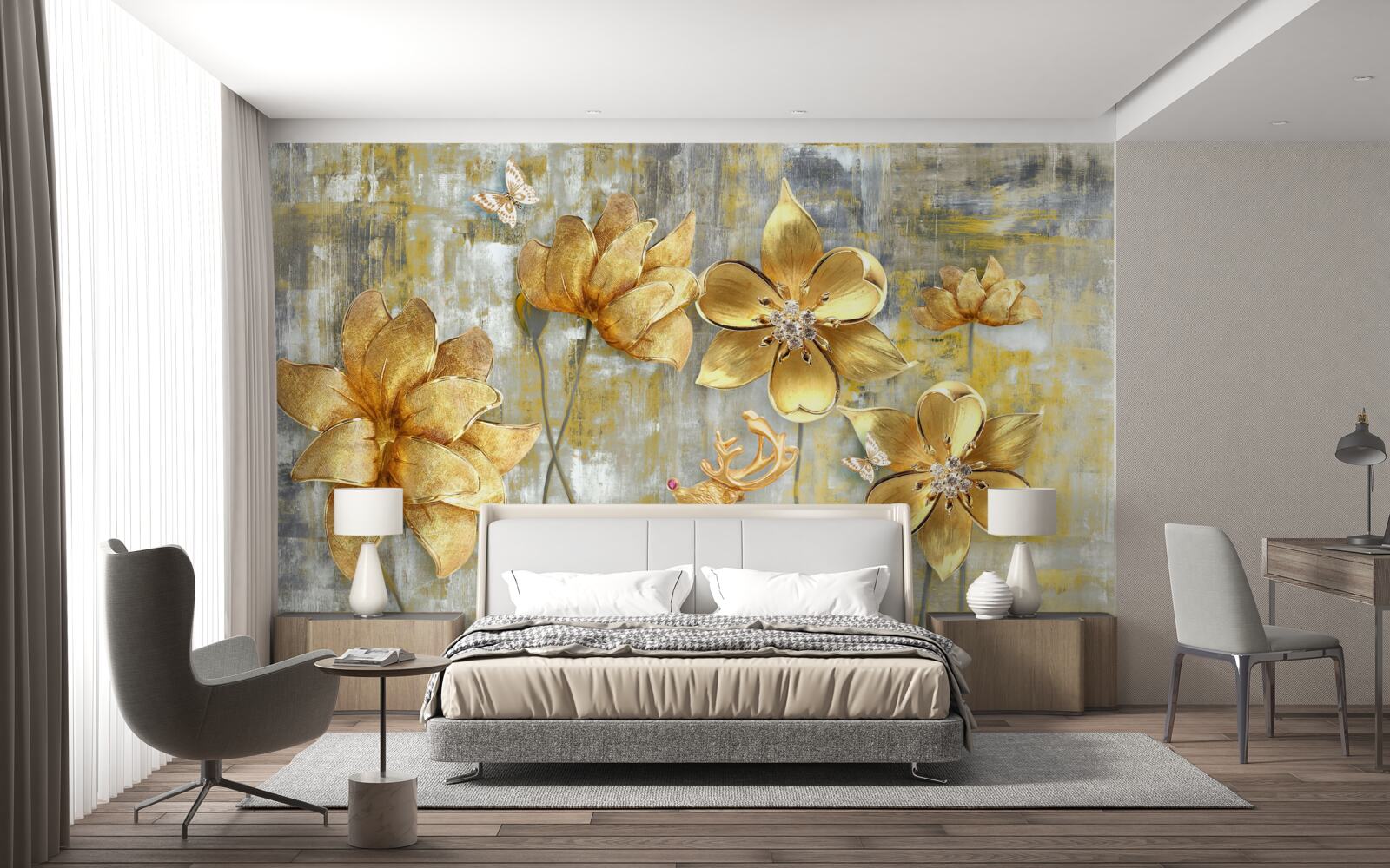 Fototapeta zlaté púčiky sa otvárajú vo forme dažďa