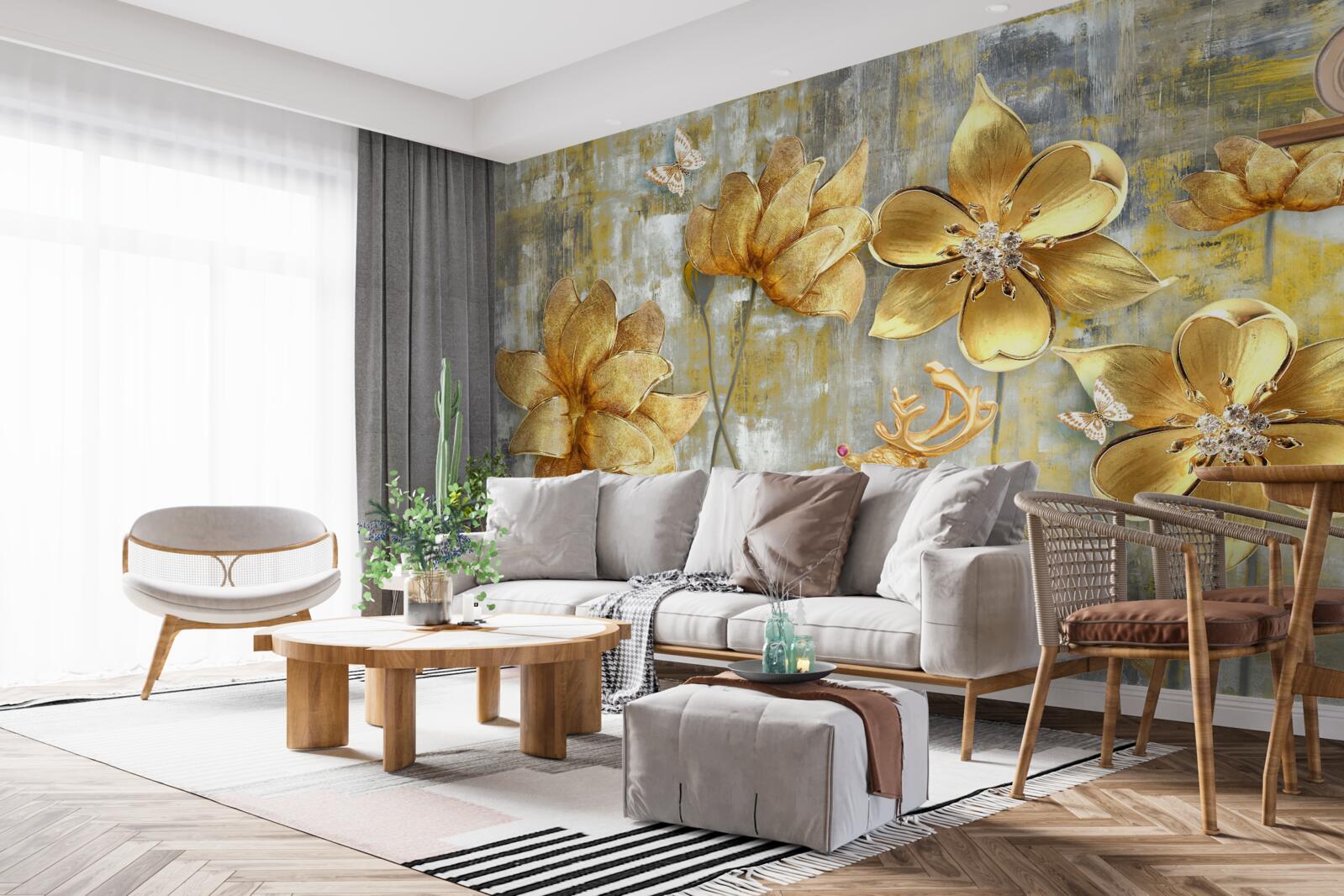 Fototapeta zlaté púčiky sa otvárajú vo forme dažďa