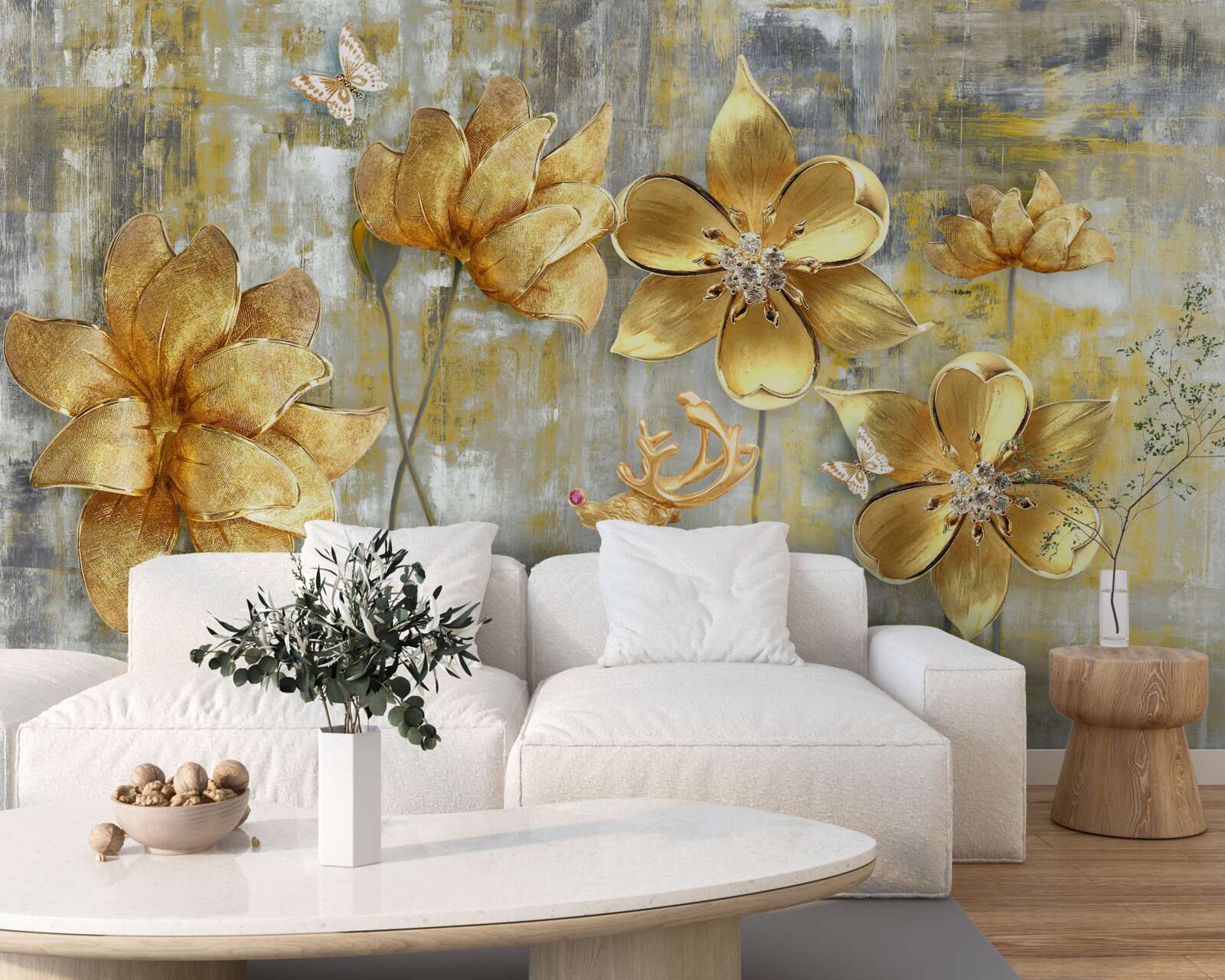 Fototapeta zlaté púčiky sa otvárajú vo forme dažďa