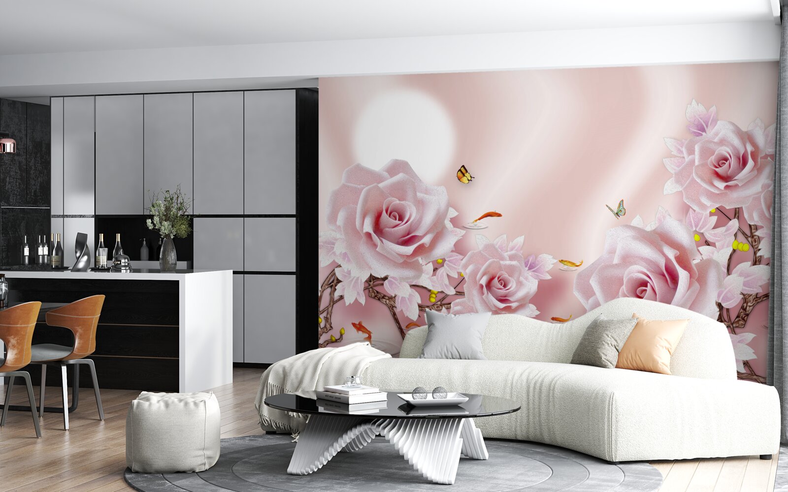 Fototapeta sada ružových púčikov na hodvábnom ružovom pozadí