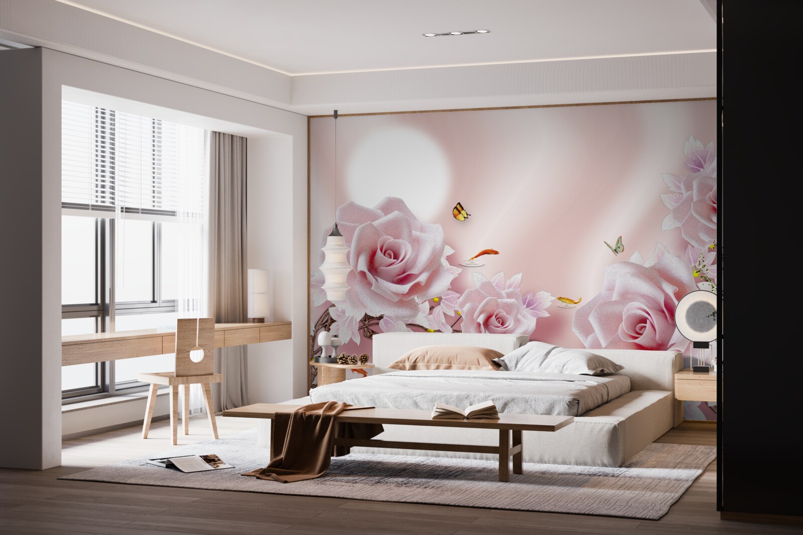 Fototapeta sada ružových púčikov na hodvábnom ružovom pozadí