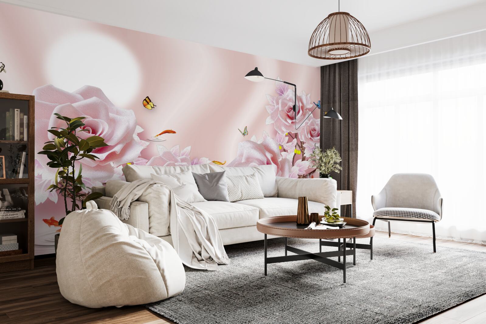 Fototapeta sada ružových púčikov na hodvábnom ružovom pozadí