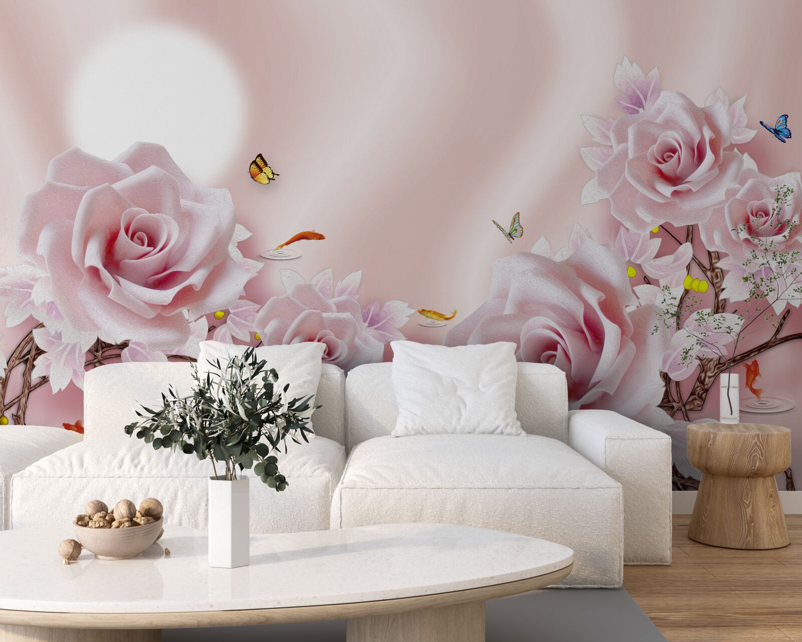 Fototapeta sada ružových púčikov na hodvábnom ružovom pozadí