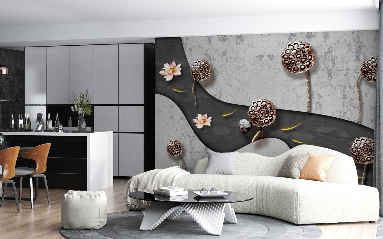 Fototapeta abstraktná cesta posiata kvetmi na poli