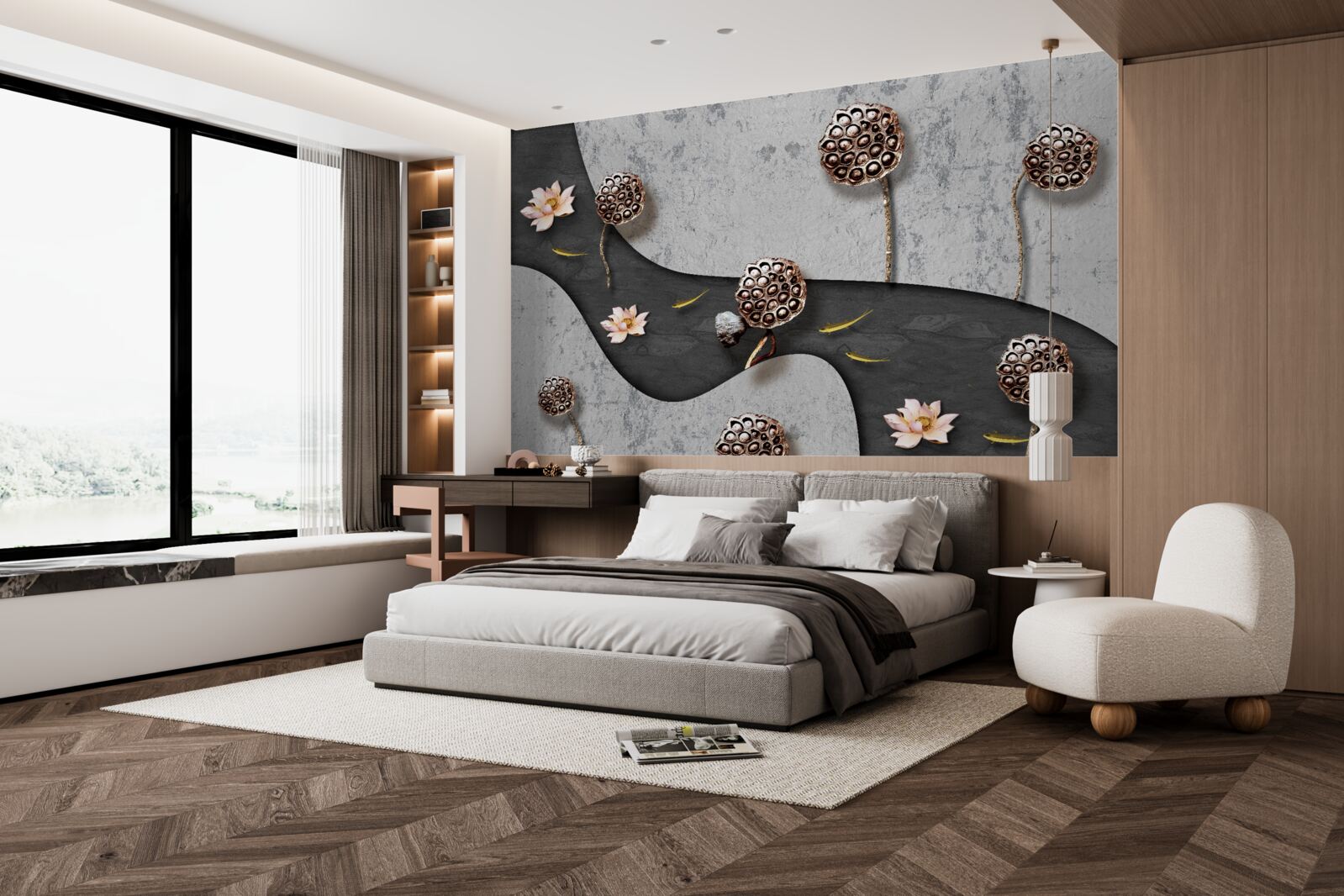 Fototapeta abstraktná cesta posiata kvetmi na poli