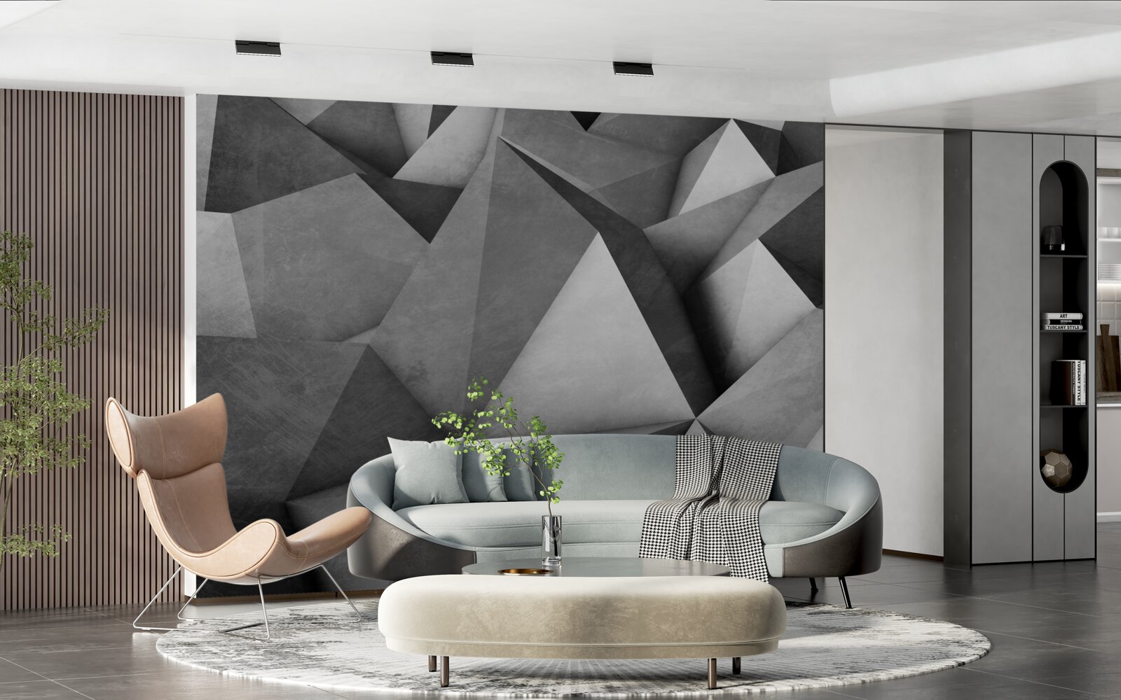 Fototapeta veľké, objemné sivé trojuholníky