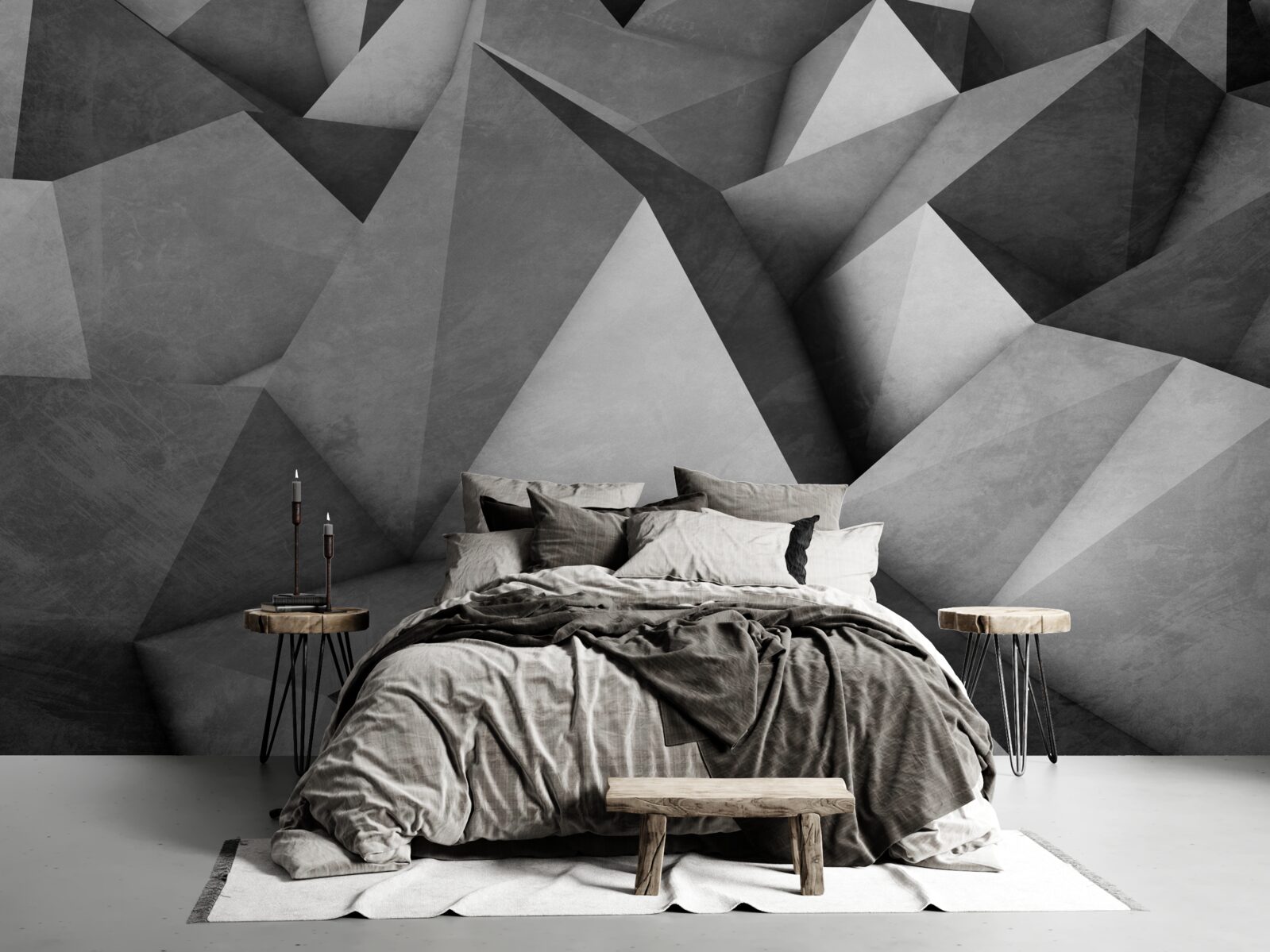 Fototapeta veľké, objemné sivé trojuholníky