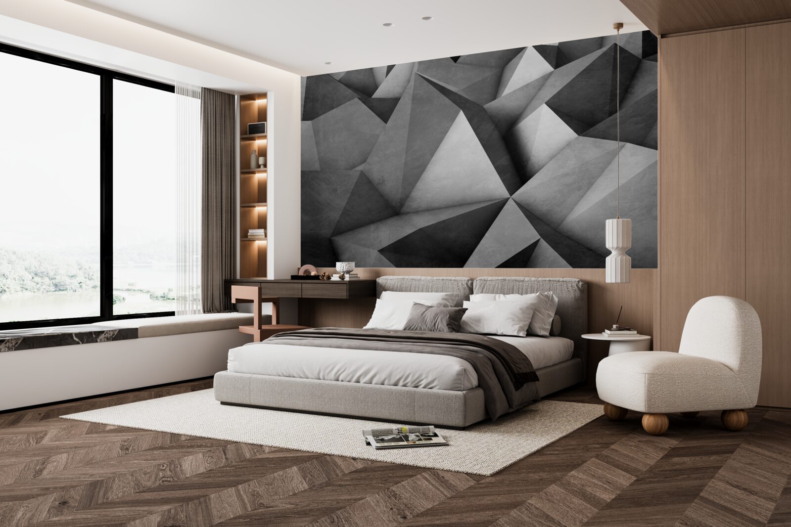 Fototapeta veľké, objemné sivé trojuholníky