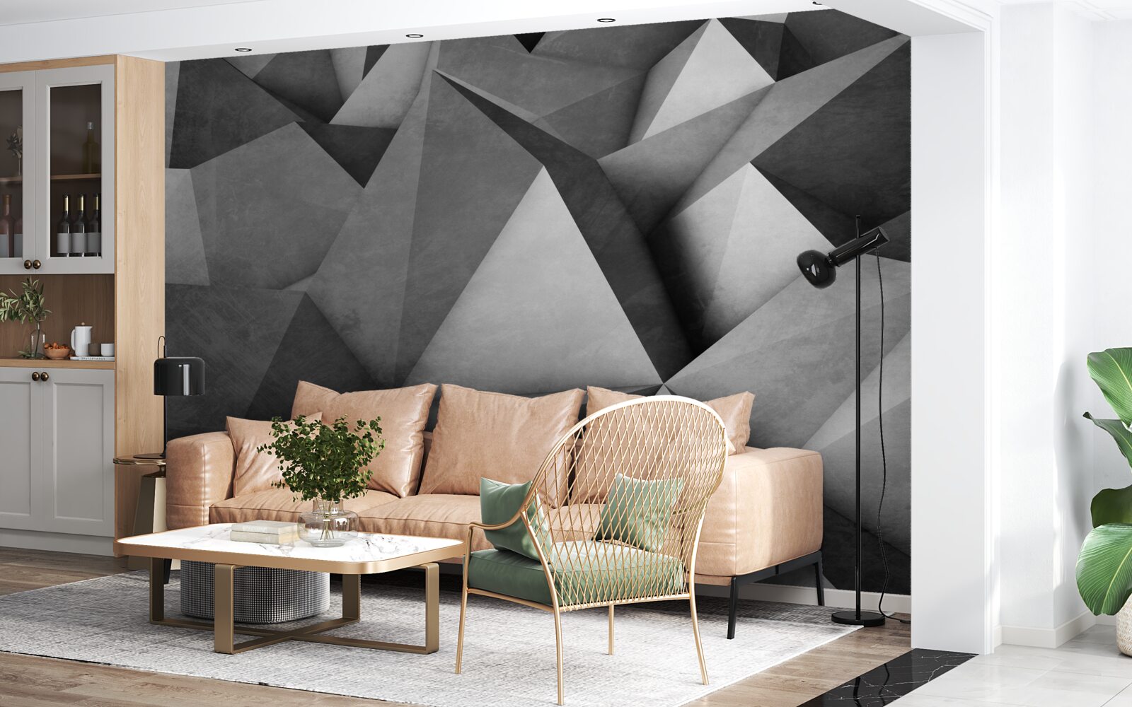 Fototapeta veľké, objemné sivé trojuholníky