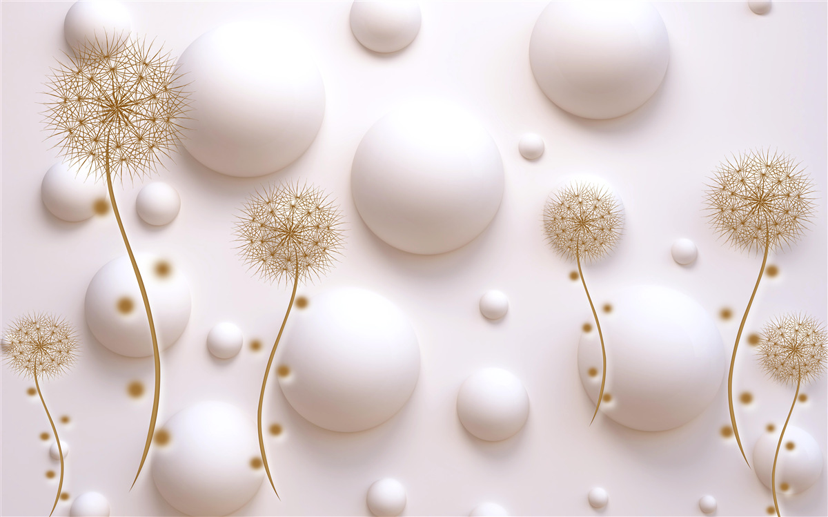 Fototapeta Snehobiele perly v tvare kruhu a zlaté púpavy